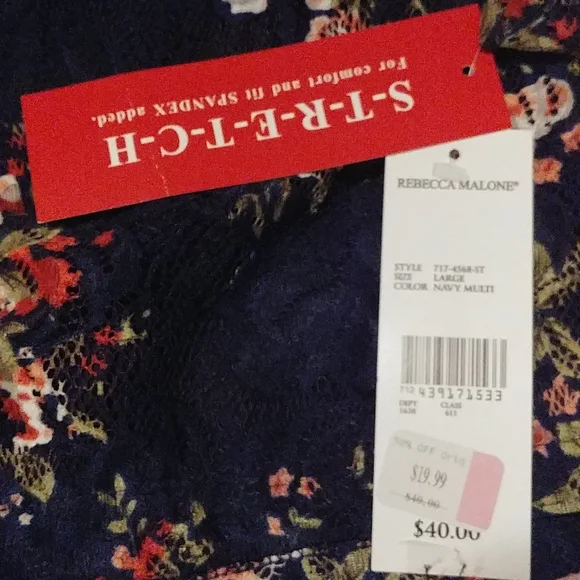 Rebecca Malone sz L 3/4 sleeve top - Picture 3 of 4